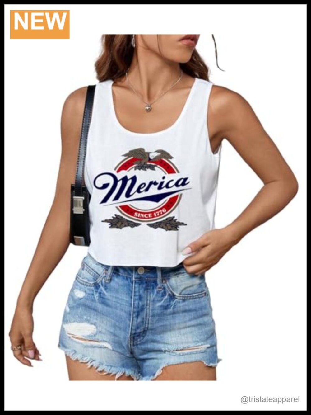 Women's 4th of July Crop Tank Top Graphic Print Patriotic Sleeveless Shirt